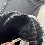 Yves Saint Laurent YSL Embroidered Logo Thick Knitted Ribbed Full Zip XXL - Threads Uncovered