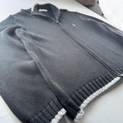 Yves Saint Laurent YSL Embroidered Logo Thick Knitted Ribbed Full Zip XXL - Threads Uncovered