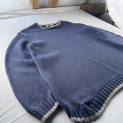 Yves Saint Laurent YSL Embroidered Logo Thick Knitted Ribbed Jumper XL - Threads Uncovered