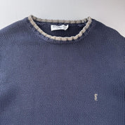Yves Saint Laurent YSL Embroidered Logo Thick Knitted Ribbed Jumper XL - Threads Uncovered
