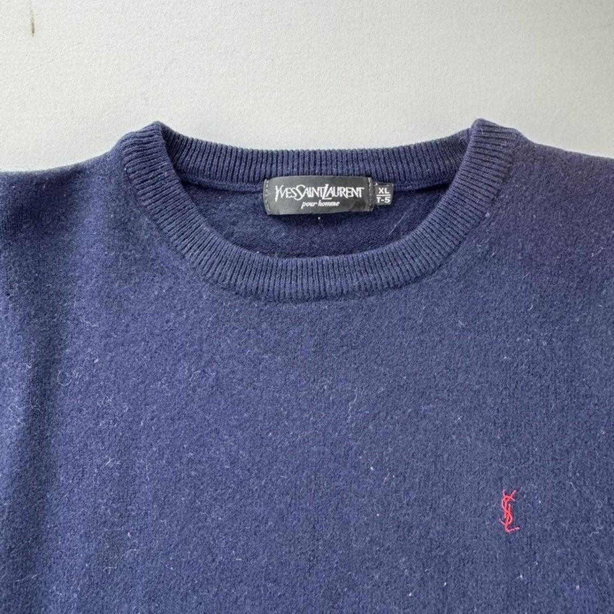 Yves Saint Laurent YSL Embroidered Logo Woolen Jumper S - Threads Uncovered