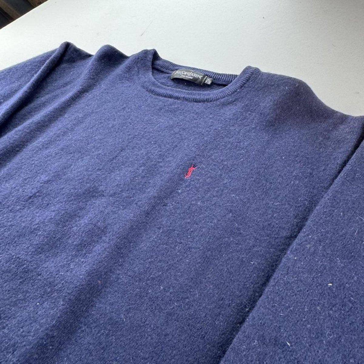 Yves Saint Laurent YSL Embroidered Logo Woolen Jumper S - Threads Uncovered