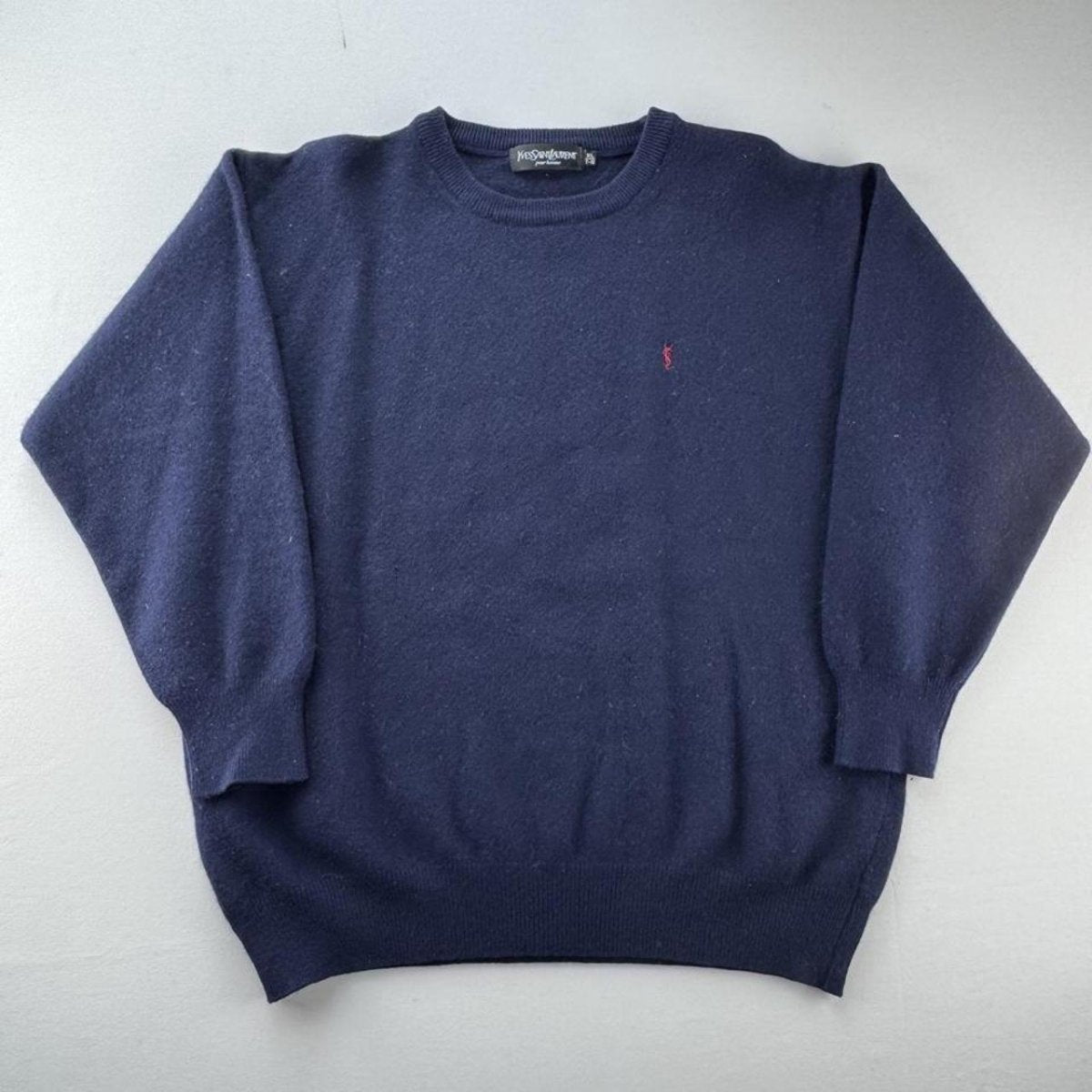 Yves Saint Laurent YSL Embroidered Logo Woolen Jumper S - Threads Uncovered