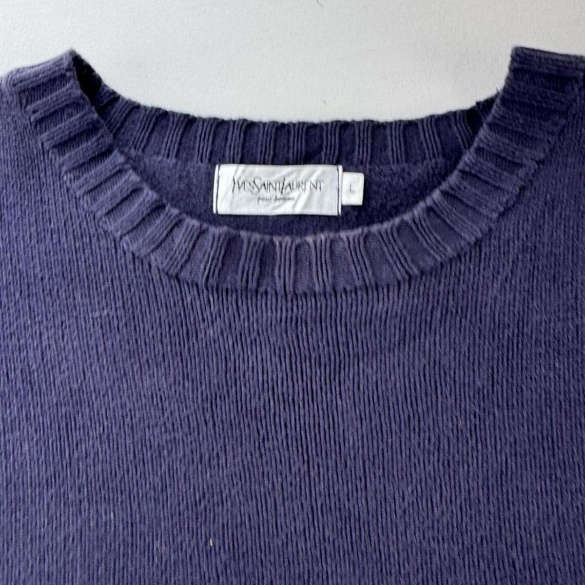 Yves Saint Laurent YSL Embroidered Spellout Knitted Jumper L - Threads Uncovered