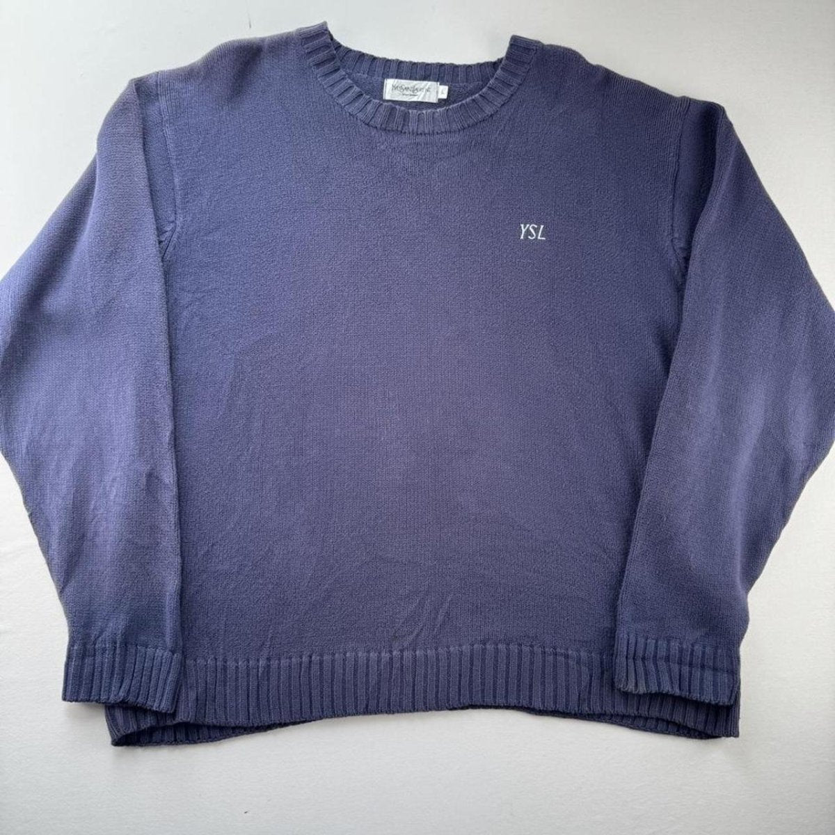 Yves Saint Laurent YSL Embroidered Spellout Knitted Jumper L - Threads Uncovered