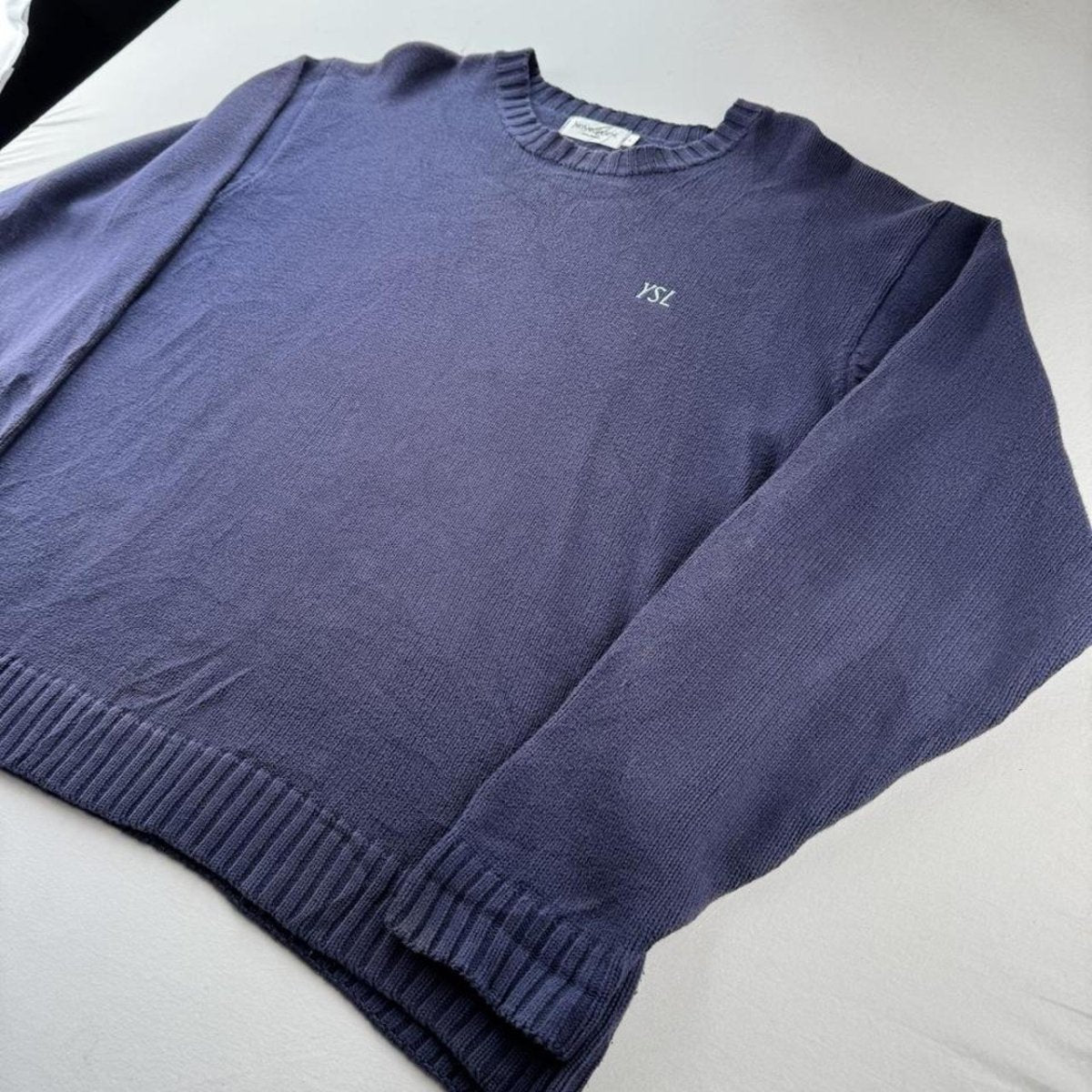 Yves Saint Laurent YSL Embroidered Spellout Knitted Jumper L - Threads Uncovered