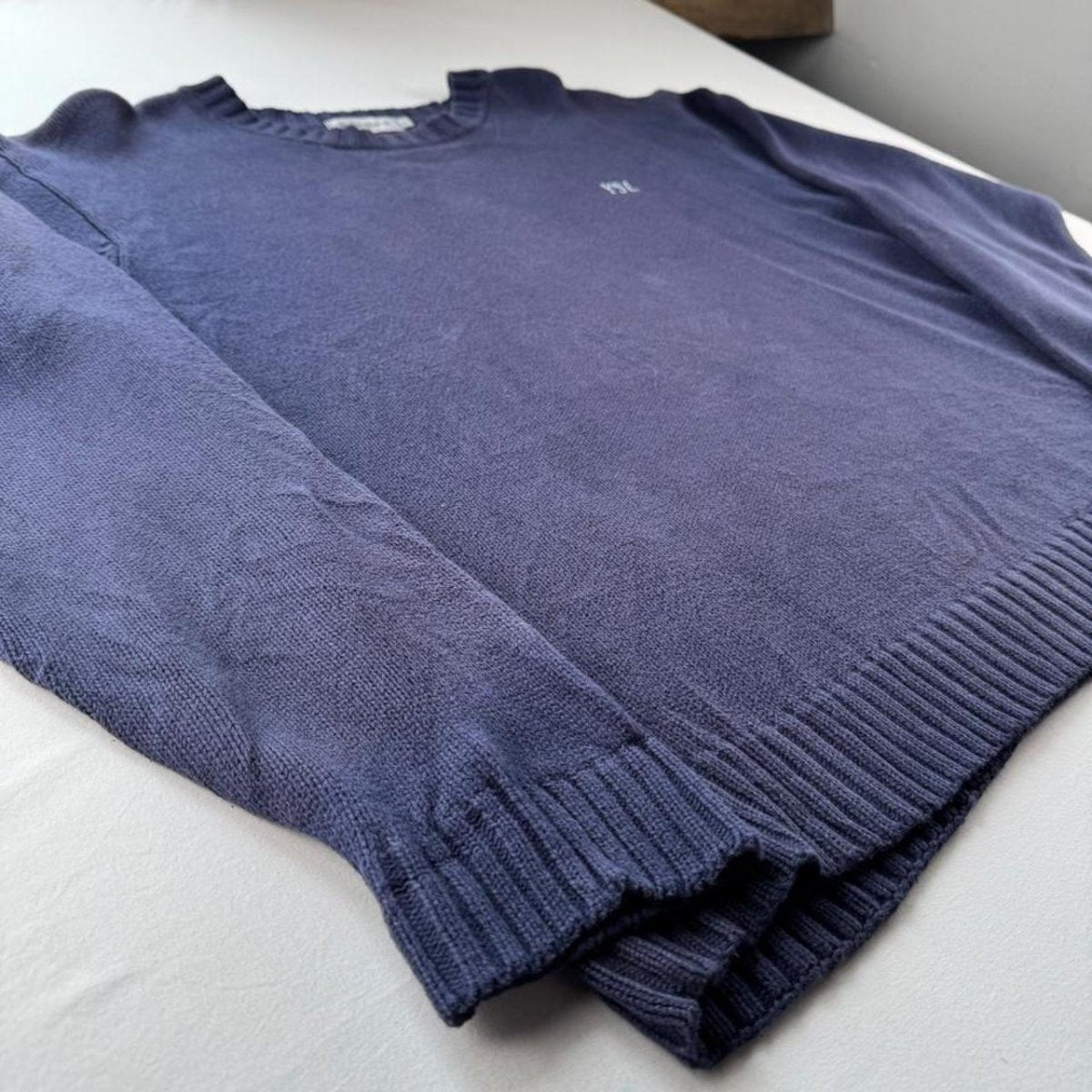 Yves Saint Laurent YSL Embroidered Spellout Knitted Jumper L - Threads Uncovered