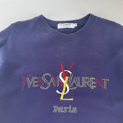 Yves Saint Laurent YSL Embroidered Thick Cotton Spellout Crewneck L - Threads Uncovered