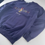 Yves Saint Laurent YSL Embroidered Thick Cotton Spellout Crewneck L - Threads Uncovered
