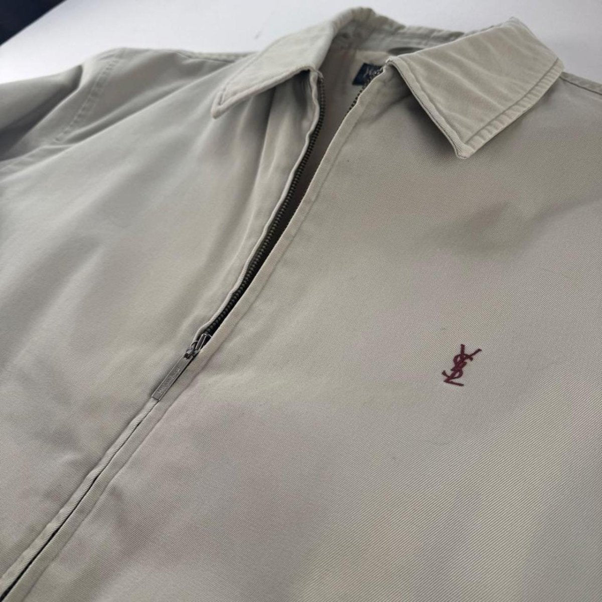 Yves Saint Laurent YSL Embroidered Thick Cotton Workwear Style Harrington XL - Threads Uncovered