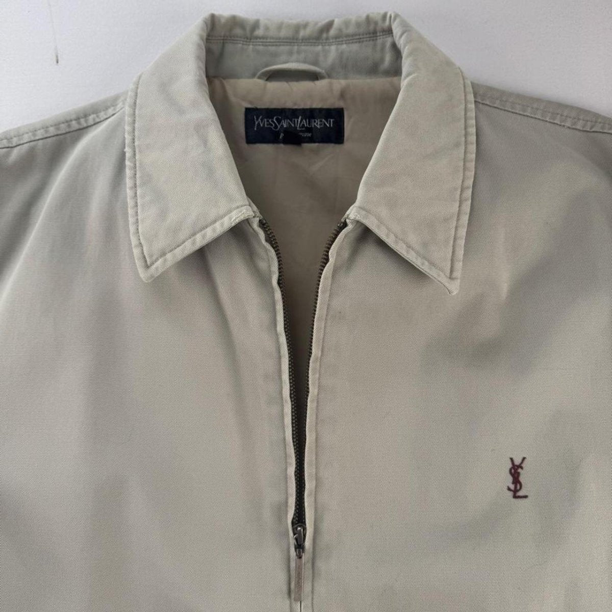 Yves Saint Laurent YSL Embroidered Thick Cotton Workwear Style Harrington XL - Threads Uncovered