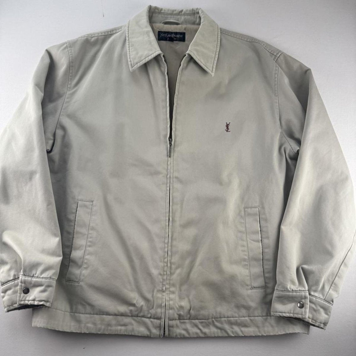 Yves Saint Laurent YSL Embroidered Thick Cotton Workwear Style Harrington XL - Threads Uncovered