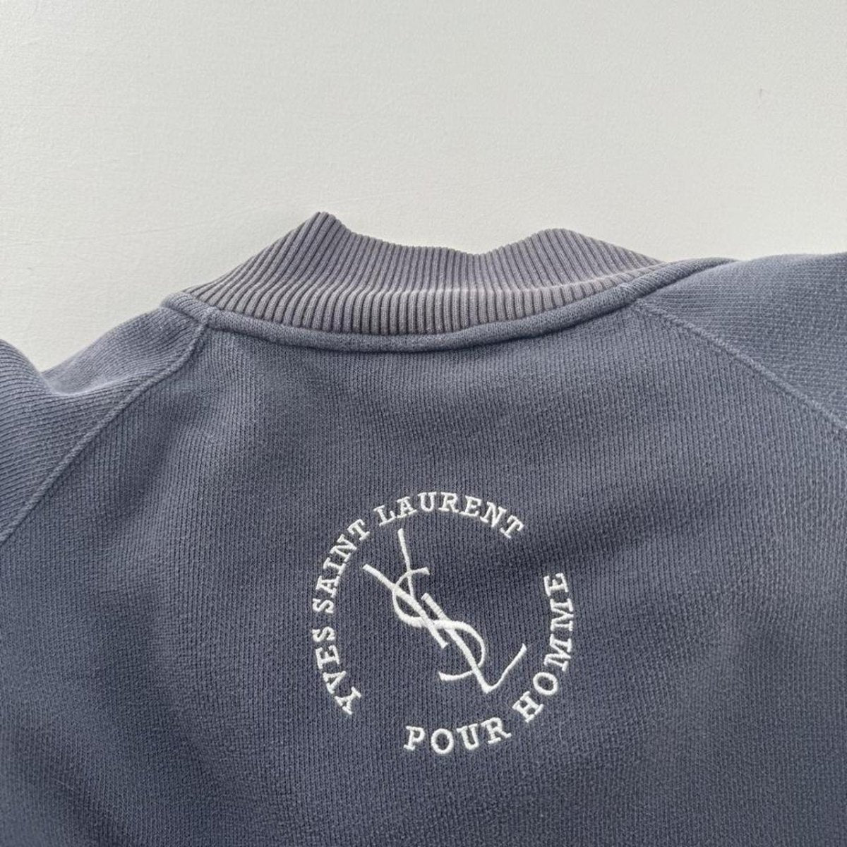 Yves Saint Laurent YSL Embroidered Thick Grey Cotton Track Jacket XXL - Threads Uncovered