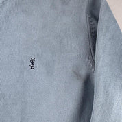 Yves Saint Laurent YSL Embroidered Thick Knitted Baby Blue Jumper XL - Threads Uncovered