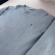Yves Saint Laurent YSL Embroidered Thick Knitted Baby Blue Jumper XL - Threads Uncovered