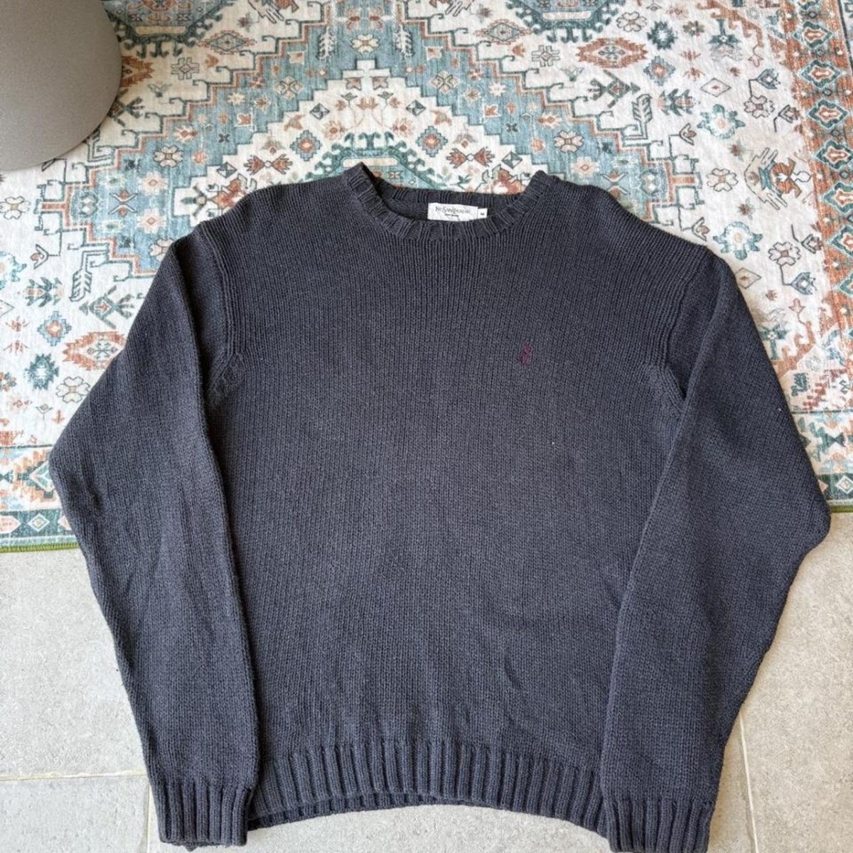 Yves Saint Laurent YSL Embroidered Thick Knitted Crewneck M - Threads Uncovered