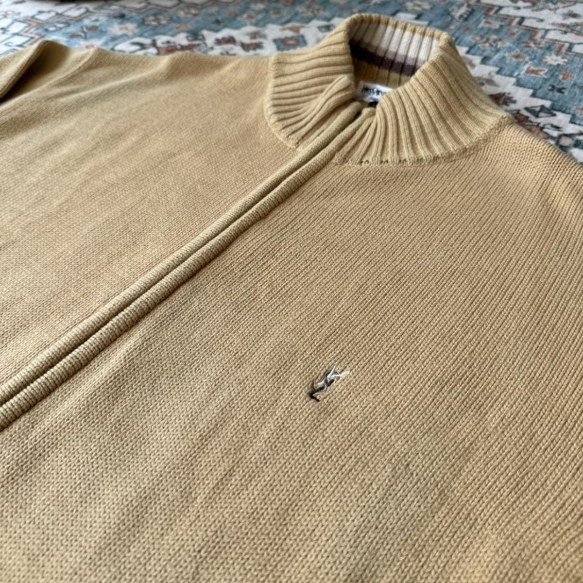 Yves Saint Laurent YSL Embroidered Thick Knitted Full Zip Jumper XL - Threads Uncovered