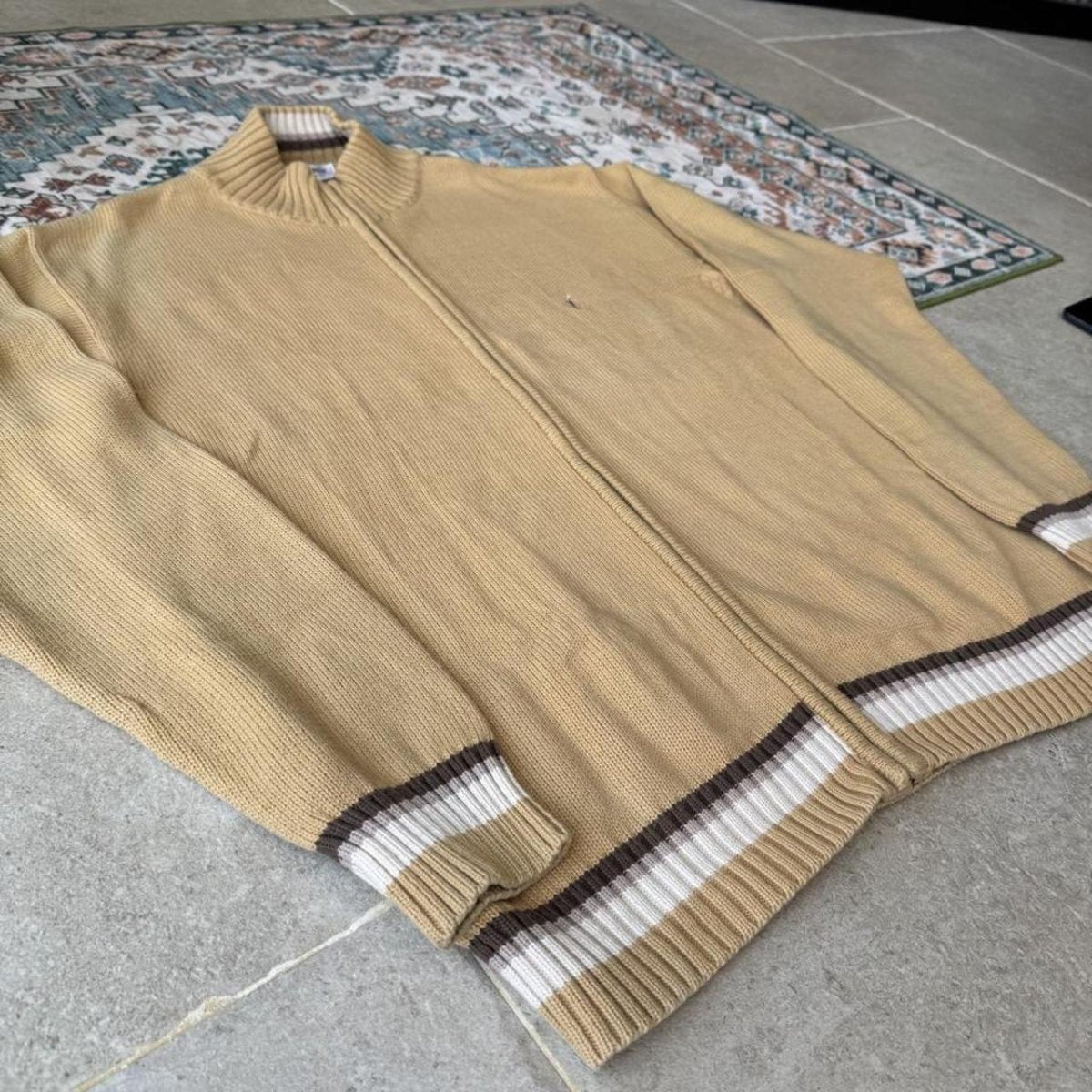 Yves Saint Laurent YSL Embroidered Thick Knitted Full Zip Jumper XL - Threads Uncovered