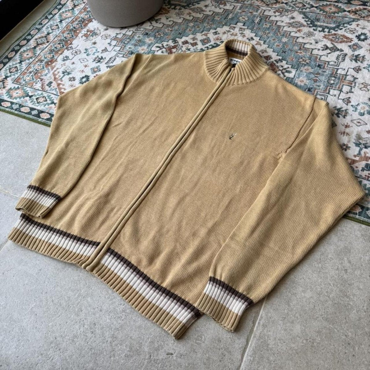 Yves Saint Laurent YSL Embroidered Thick Knitted Full Zip Jumper XL - Threads Uncovered