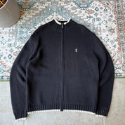 Yves Saint Laurent YSL Embroidered Thick Knitted Full Zip Large - Threads Uncovered