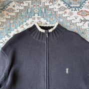 Yves Saint Laurent YSL Embroidered Thick Knitted Full Zip Large - Threads Uncovered