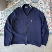 Yves Saint Laurent YSL Embroidered Thick Knitted Full Zip Medium - Threads Uncovered