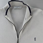 Yves Saint Laurent YSL Embroidered Thick Knitted Full Zip XXL - Threads Uncovered
