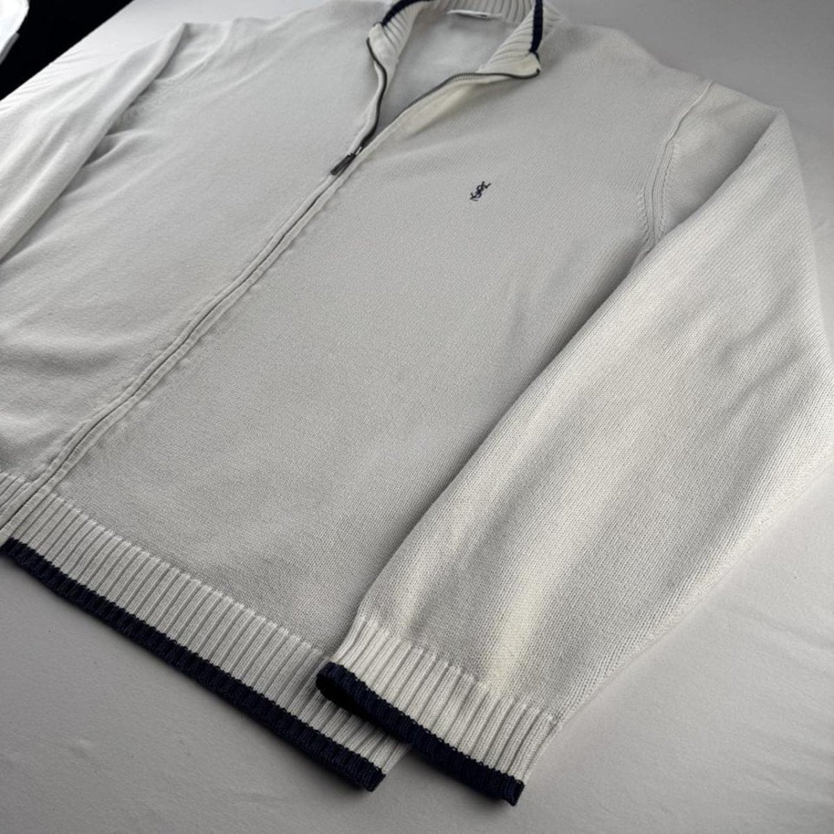 Yves Saint Laurent YSL Embroidered Thick Knitted Full Zip XXL - Threads Uncovered
