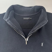 Yves Saint Laurent YSL Embroidered Thick Ribbed Quarter Zip XL - Threads Uncovered