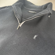 Yves Saint Laurent YSL Embroidered Thick Ribbed Quarter Zip XL - Threads Uncovered