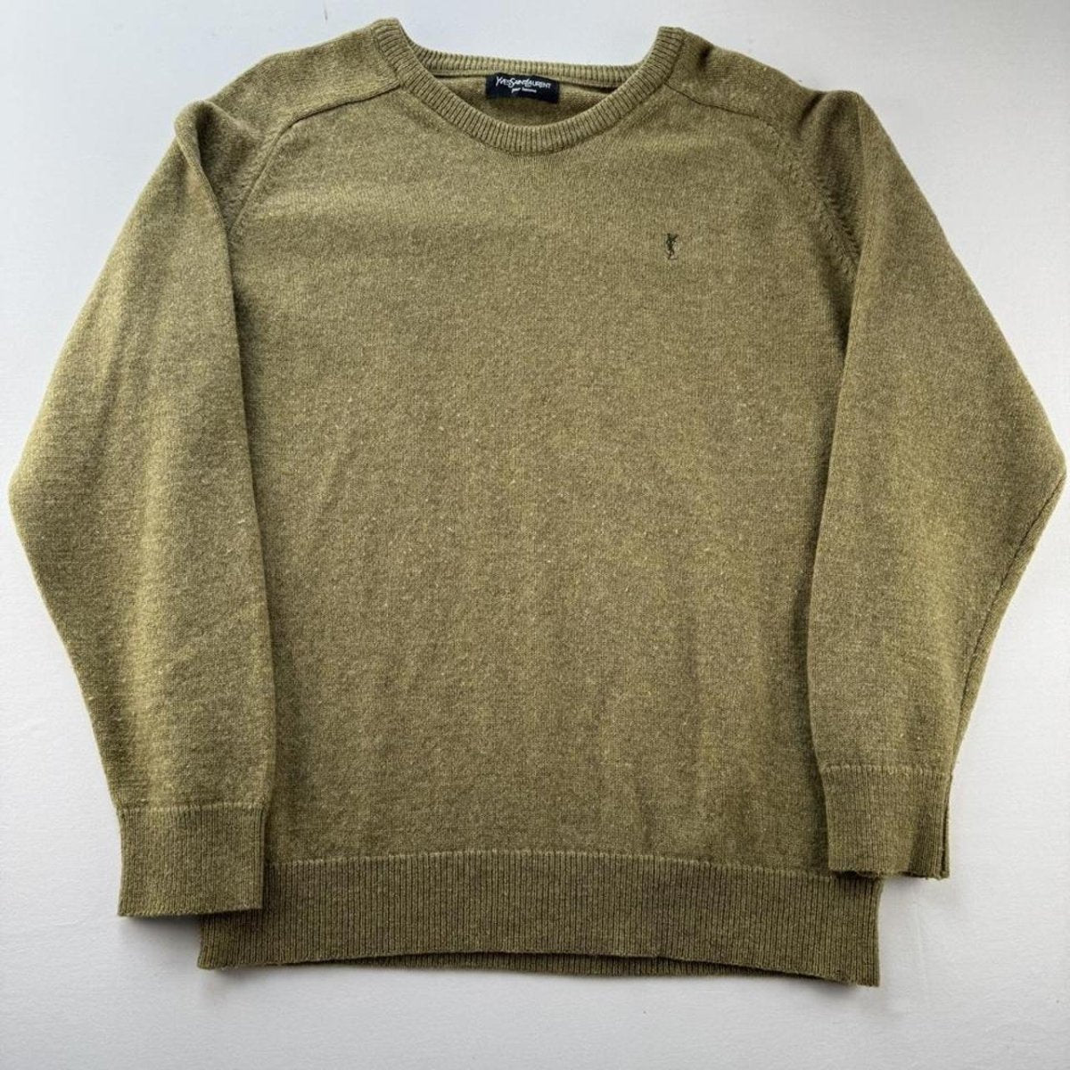 Yves Saint Laurent YSL Khaki Woolen Knitted Jumper M - Threads Uncovered