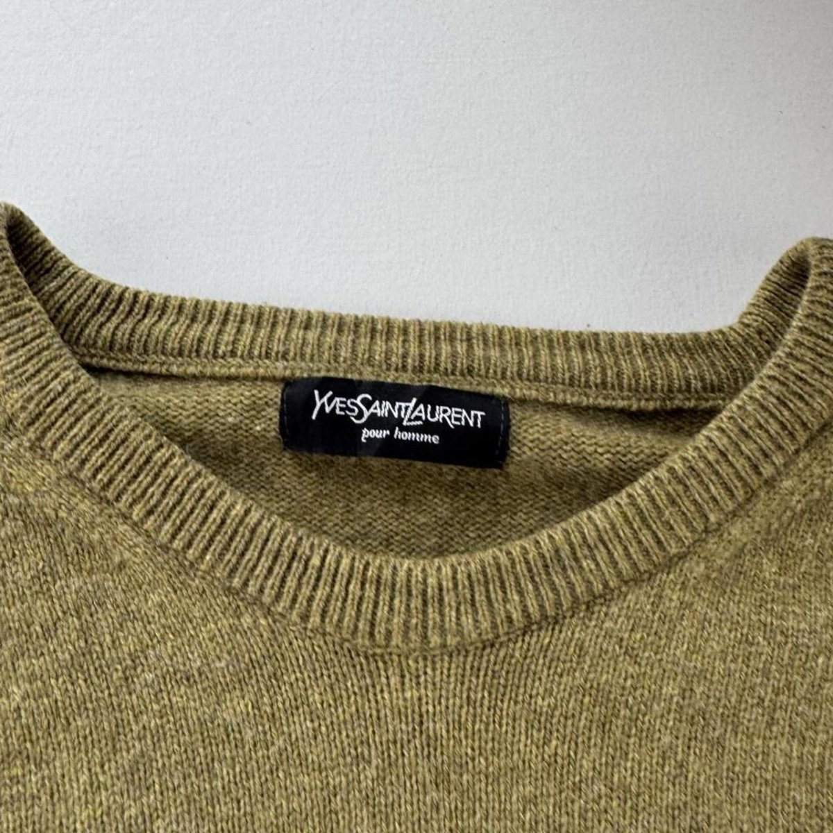 Yves Saint Laurent YSL Khaki Woolen Knitted Jumper M - Threads Uncovered