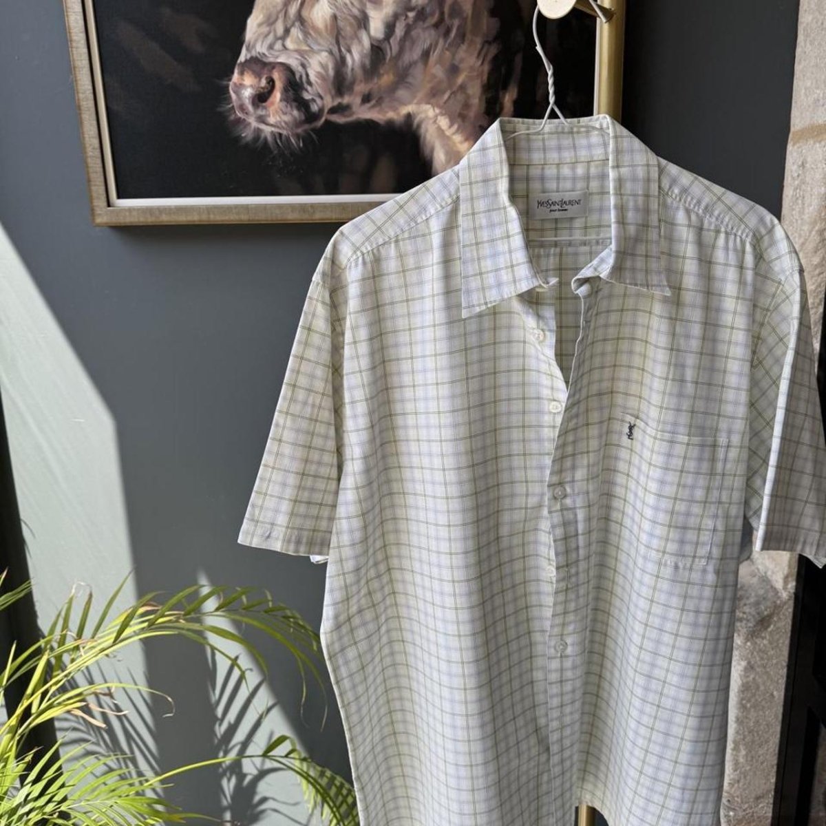 Yves Saint Laurent YSL Short Sleeve Embroidered Logo Button Down Shirt XL - Threads Uncovered