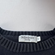 Yves Saint Laurent YSL Thick Embroidered Black Knitted Crewneck M - Threads Uncovered
