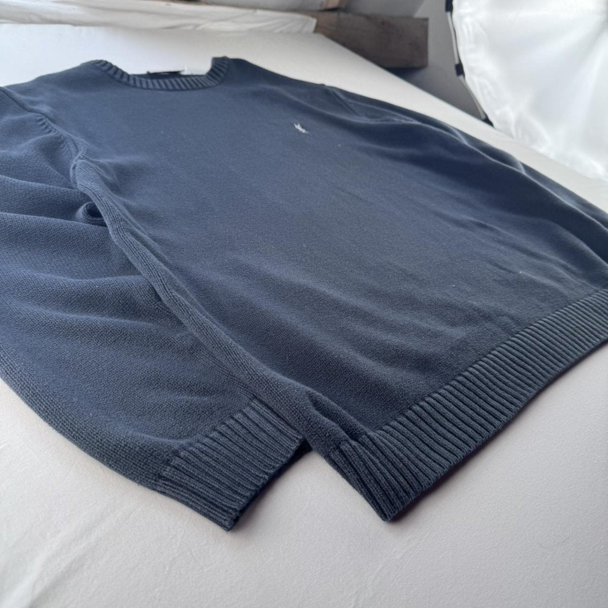 Yves Saint Laurent YSL Thick Embroidered Black Knitted Crewneck M - Threads Uncovered