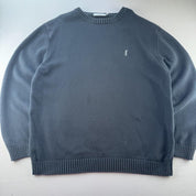 Yves Saint Laurent YSL Thick Embroidered Black Knitted Crewneck M - Threads Uncovered
