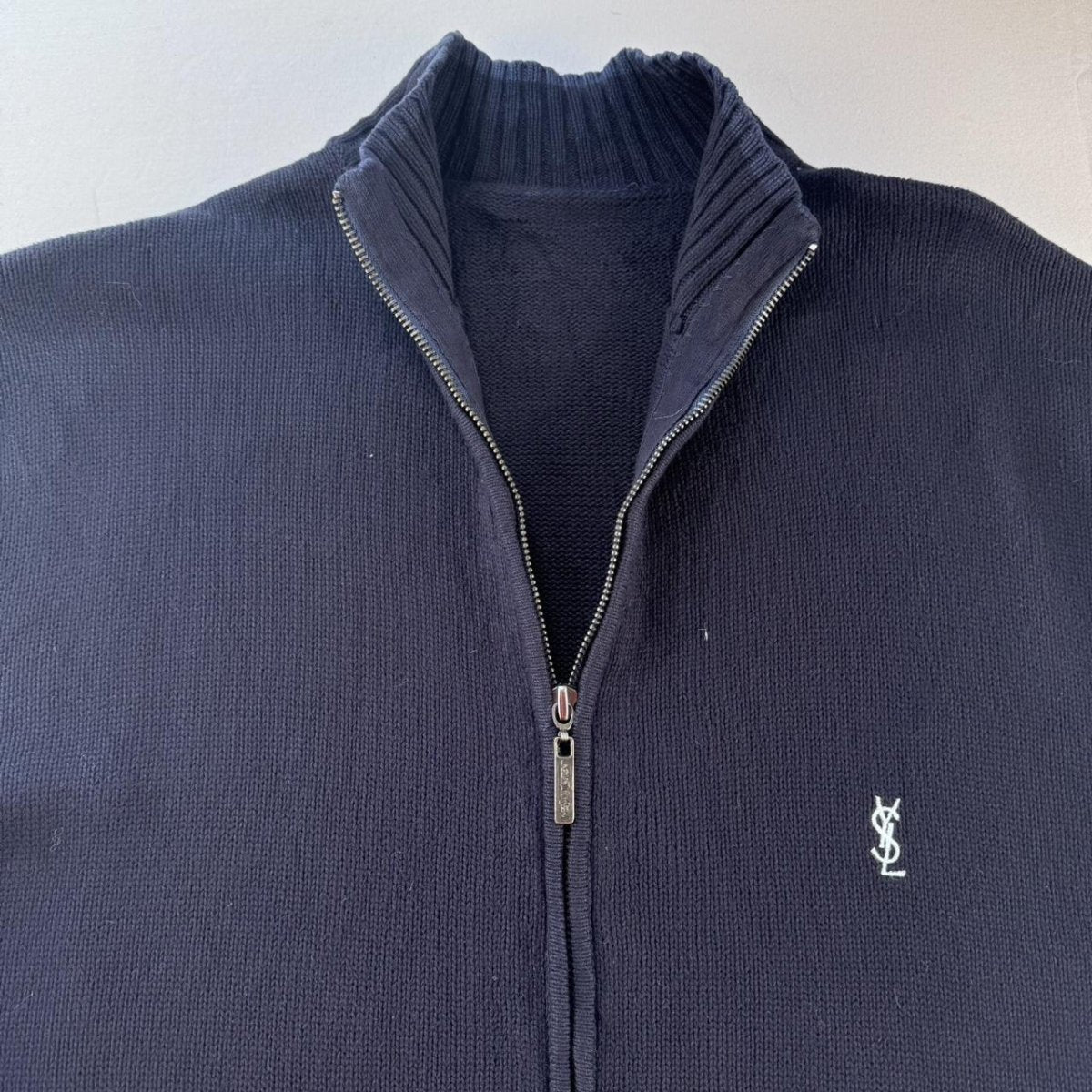 Yves Saint Laurent YSL Thick Embroidered Full Zip Jumper L - Threads Uncovered