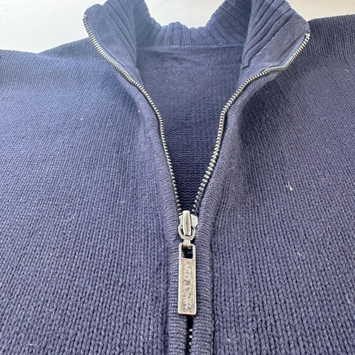 Yves Saint Laurent YSL Thick Embroidered Full Zip Jumper L - Threads Uncovered