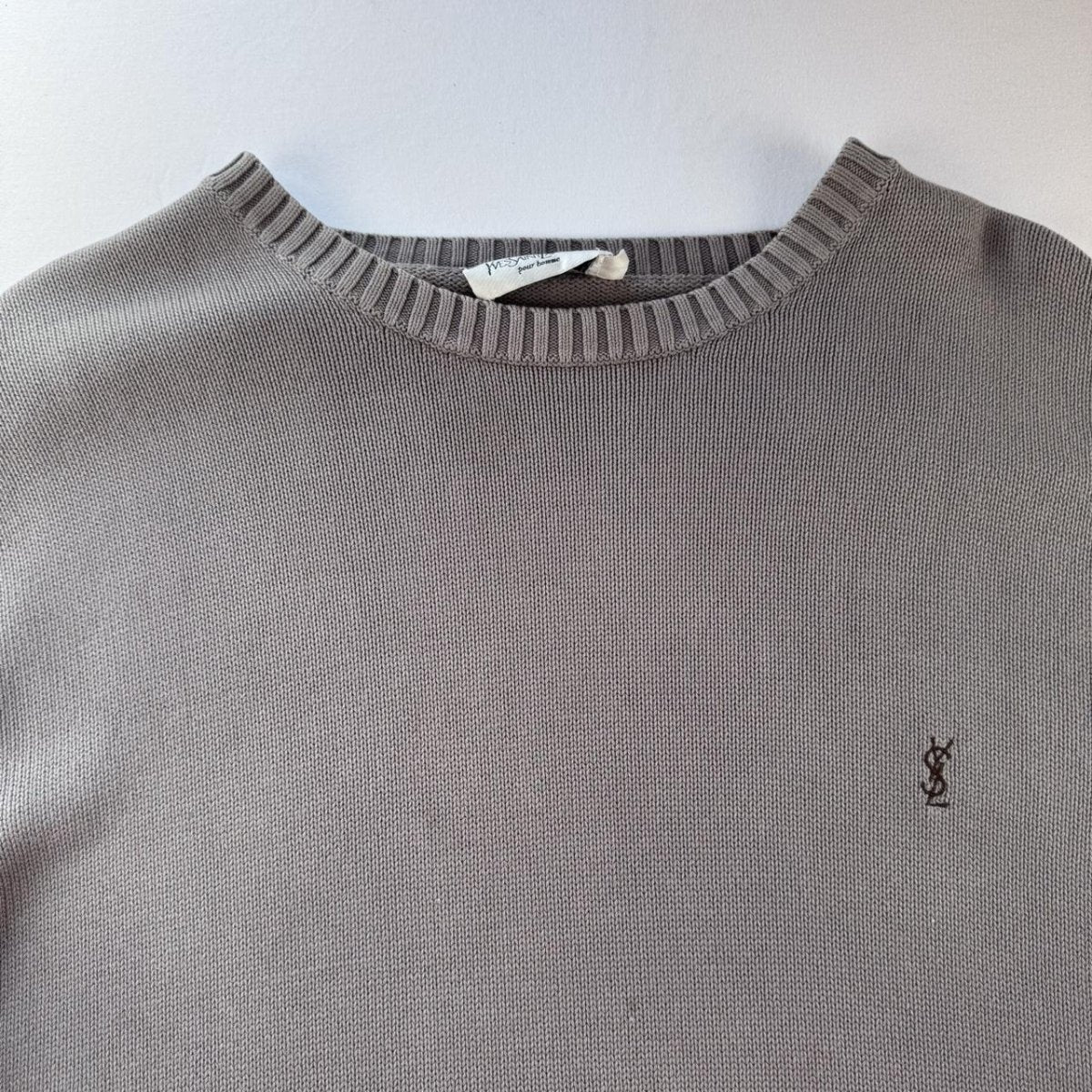 Yves Saint Laurent YSL Thick Embroidered Grey Sweatshirt XXL - Threads Uncovered
