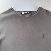 Yves Saint Laurent YSL Thick Embroidered Grey Sweatshirt XXL - Threads Uncovered