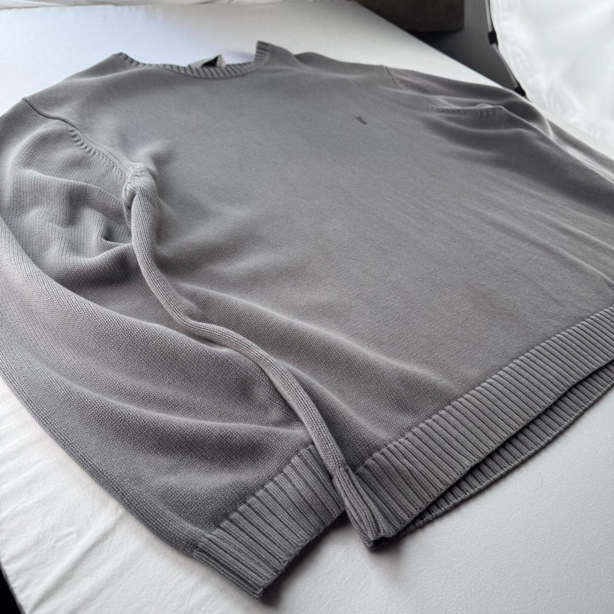 Yves Saint Laurent YSL Thick Embroidered Grey Sweatshirt XXL - Threads Uncovered