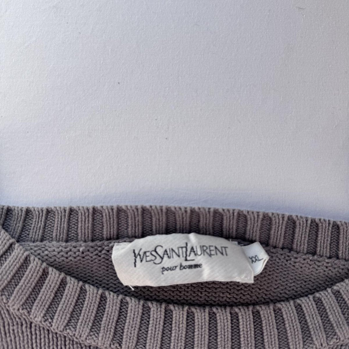 Yves Saint Laurent YSL Thick Embroidered Grey Sweatshirt XXL - Threads Uncovered