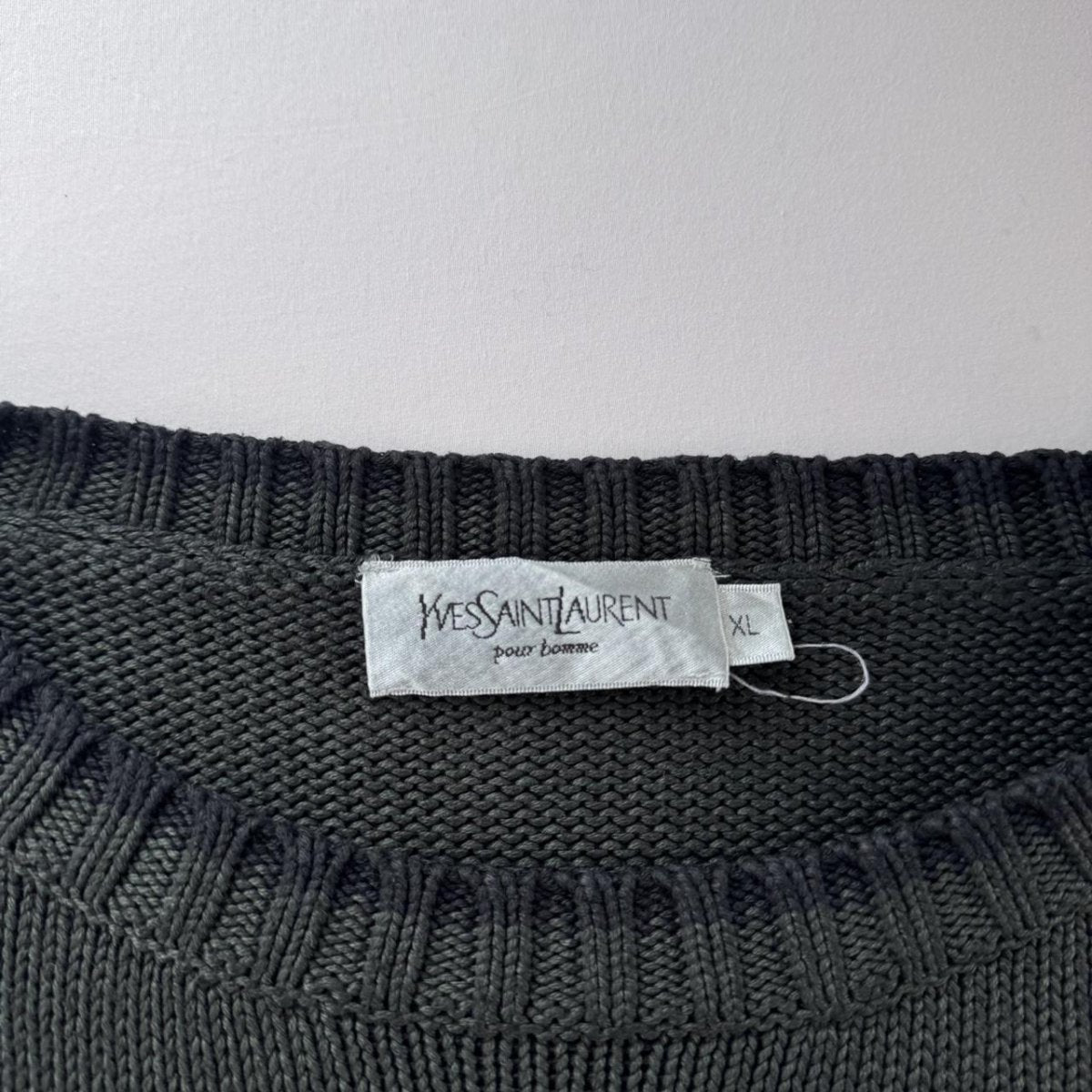 Yves Saint Laurent YSL Thick Embroidered Logo Two Tone Crewneck XL - Threads Uncovered
