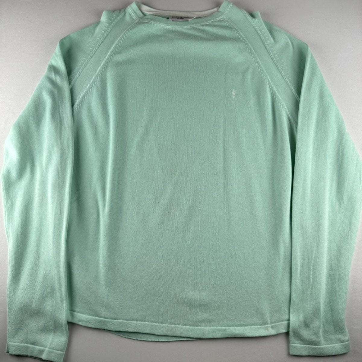 Yves Saint Laurent YSL Thin Mint Green Embroidered Logo Knitted Jumper XXL - Threads Uncovered