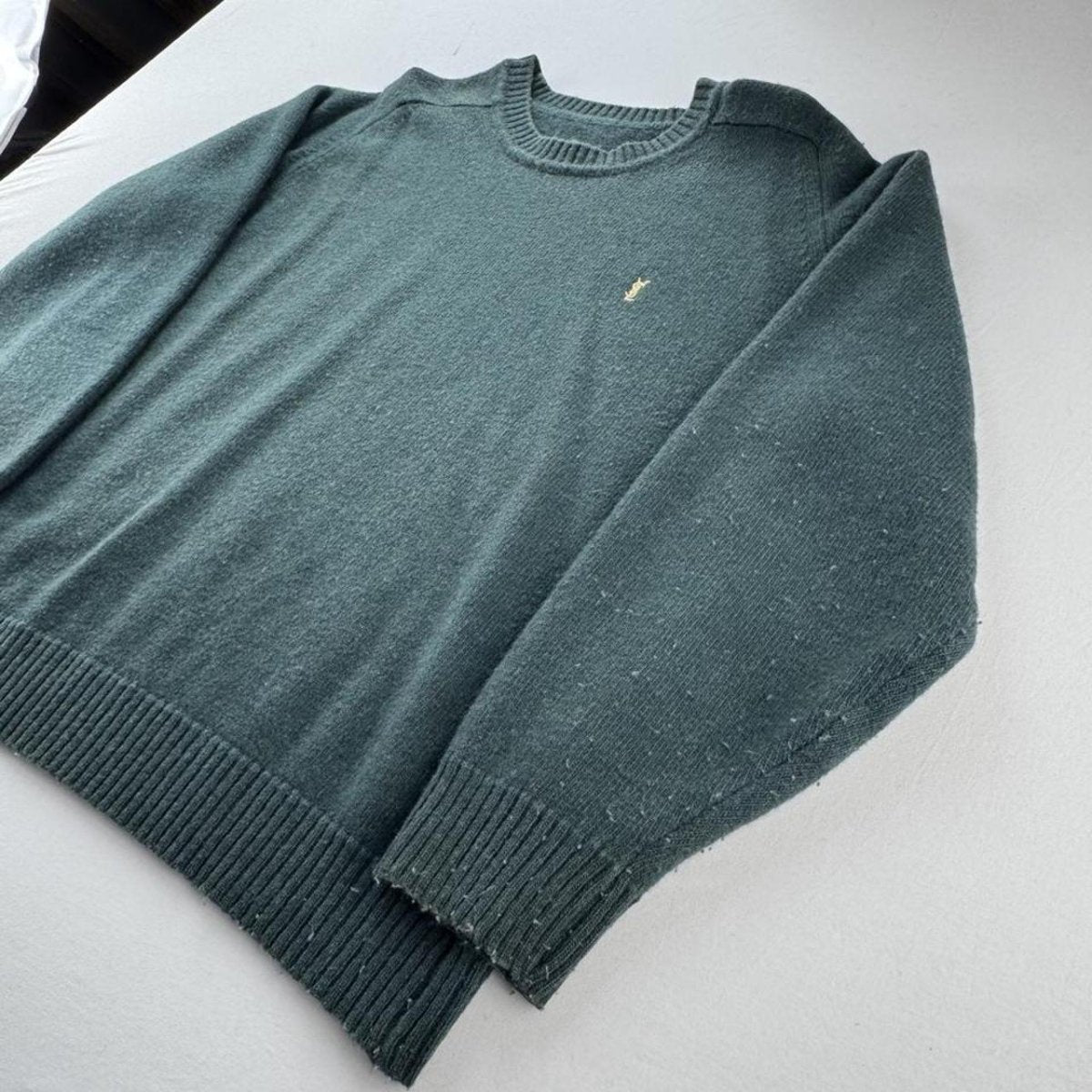 Yves Saint Laurent YSL Womens Embroidered Logo Woolen Jumper 12-14 - Threads Uncovered