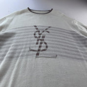 Yves Saint Laurent YSL Wool Blend Cream and Brown Knitted Jumper L - Threads Uncovered